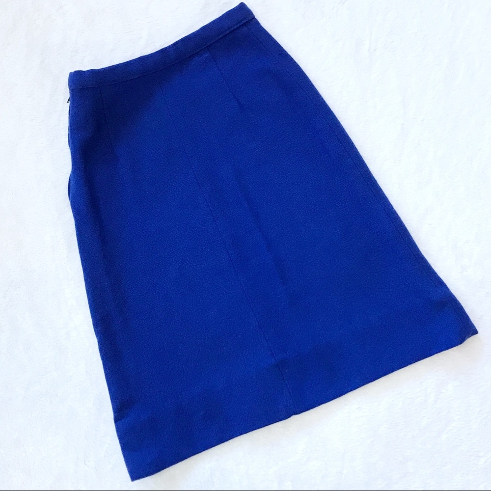 Vintage Royal Blue Wool Pencil Skirt
